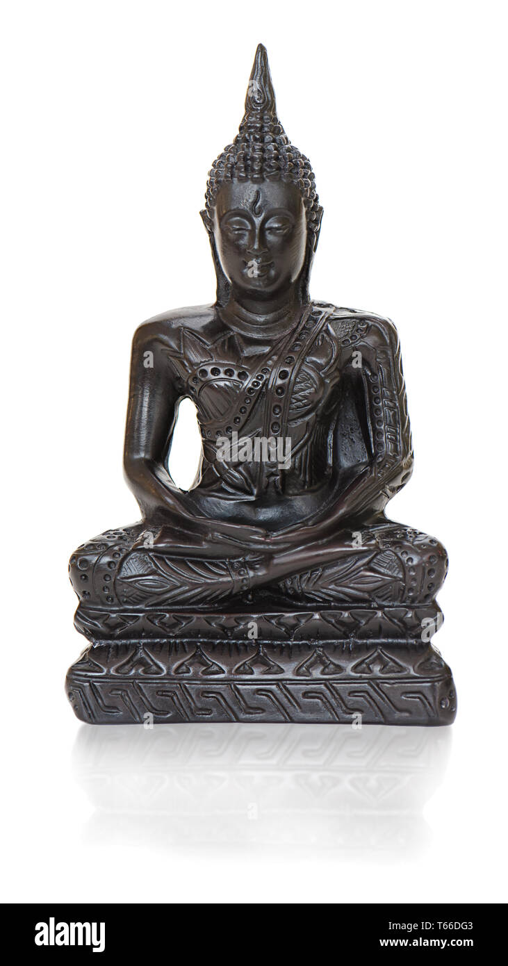 traditional bronze Buddha statuette isolated on wh Stock Photo