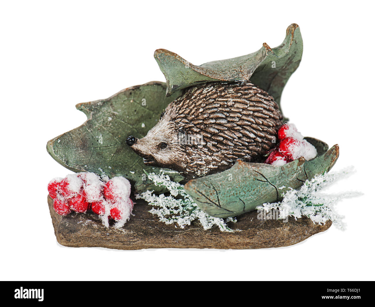 Christmas composition of hedgehog, mountain ash, s Stock Photo