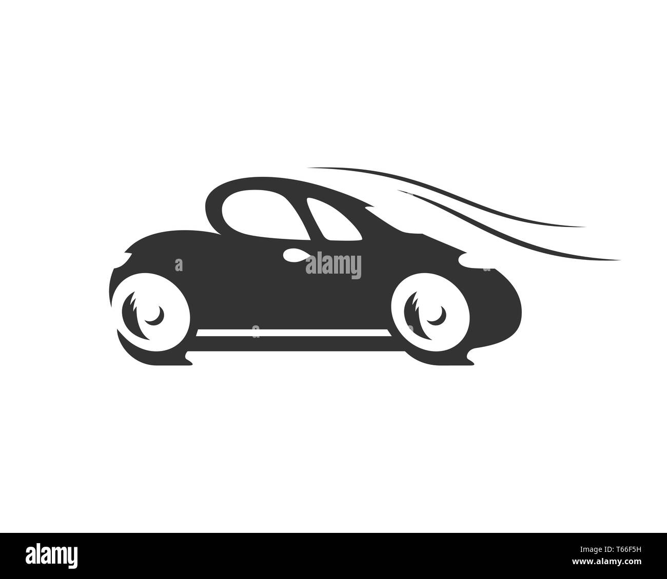 Cartoon silhouette of the funny car is driving really fast. The black logo  car is isolated on a white background Stock Vector Image & Art - Alamy