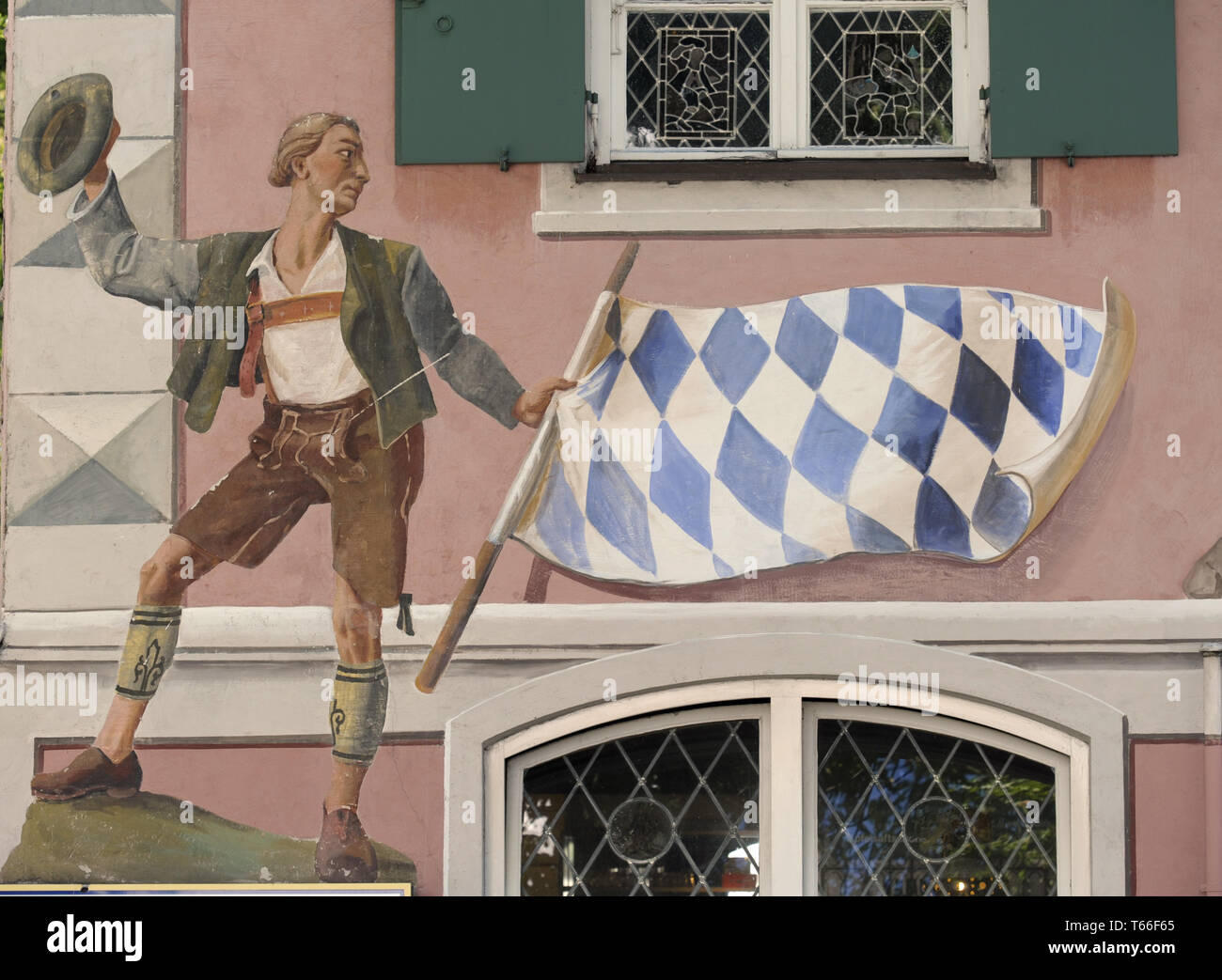 Lüftlmalerei, a kind of trompe l'oeil on houses in Bavaria and Austria Stock Photo