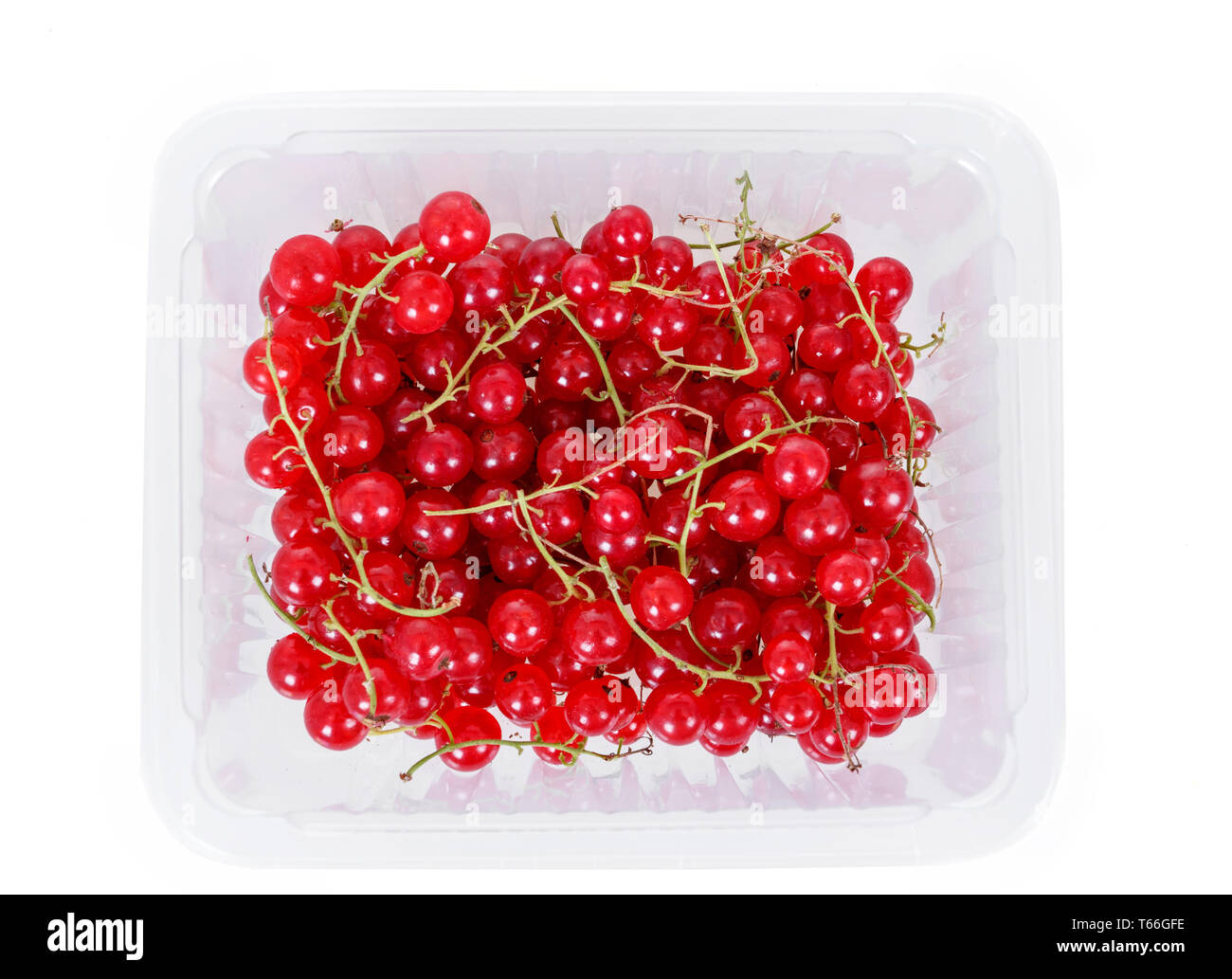 pile berries of red currant on white background Stock Photo