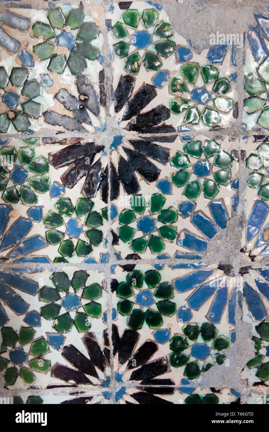 Traditional ornamental tiles on house facade in Cascais, Sintra Stock Photo