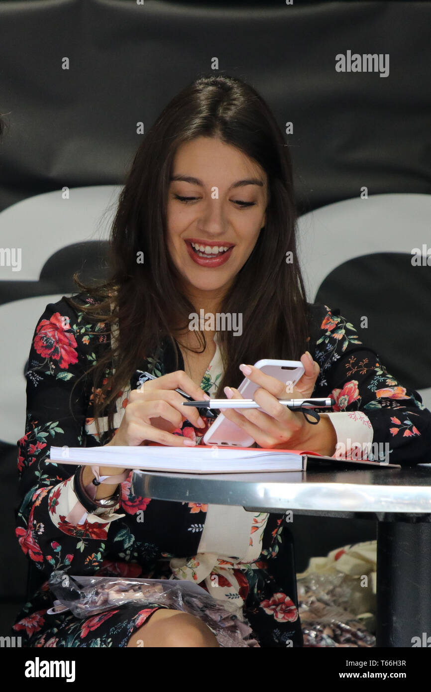 Ana Guerra signs books at her book signing event in Barcelona. Ana