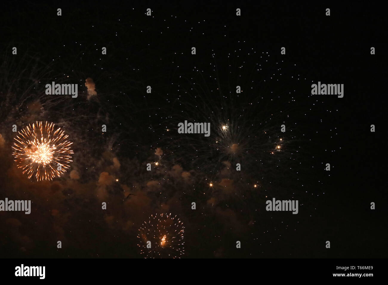 New Year's Eve fireworks and rockets on New Year's Day Stock Photo - Alamy
