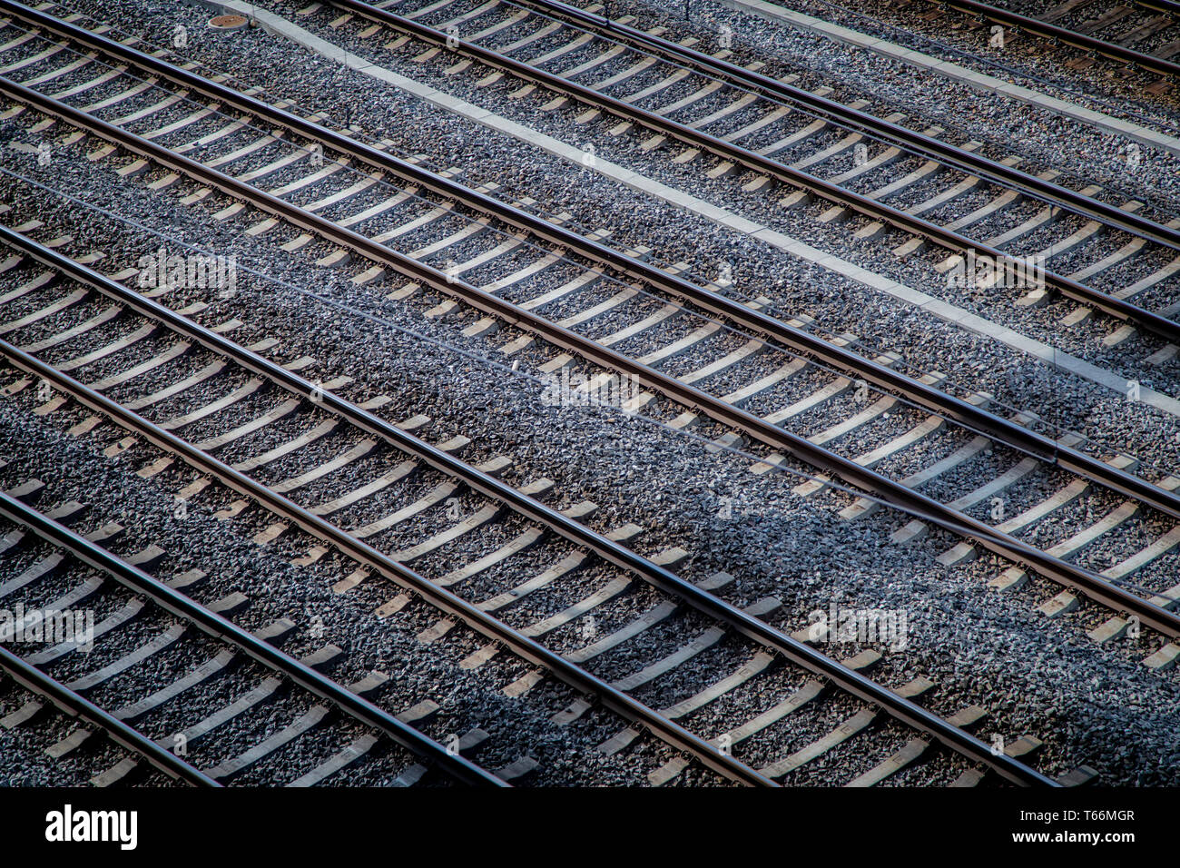 Railroad tracks near the Zurich main train station Stock Photo