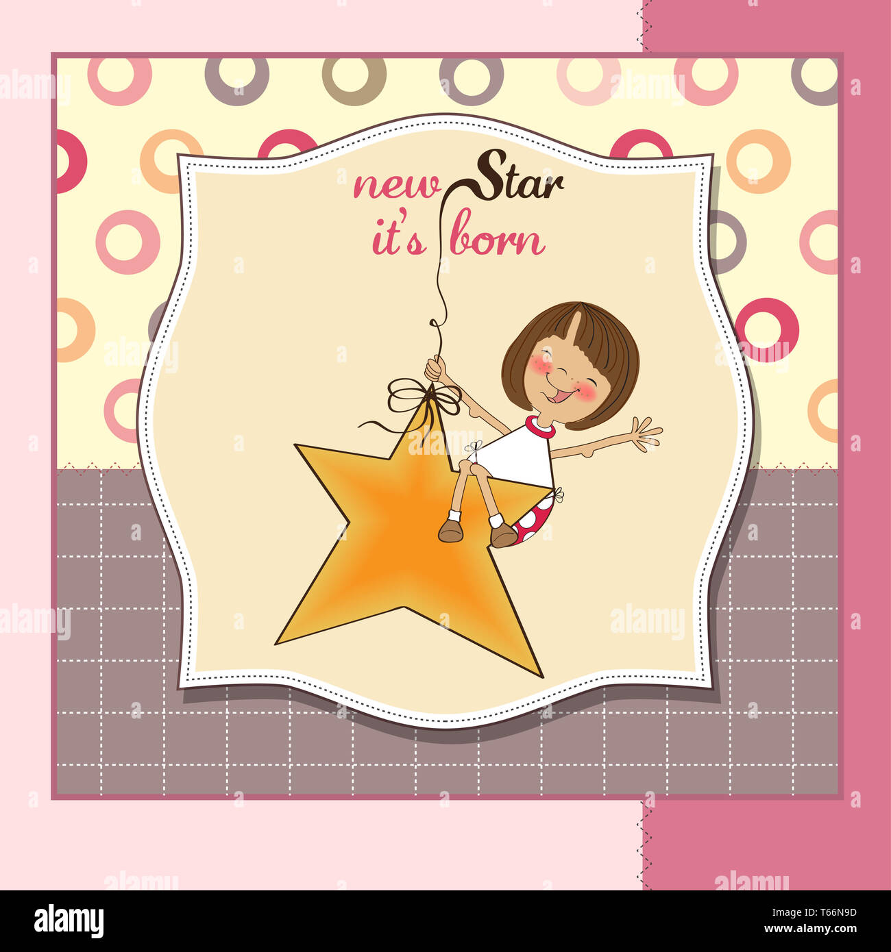 new star it's born.welcome baby card Stock Photo
