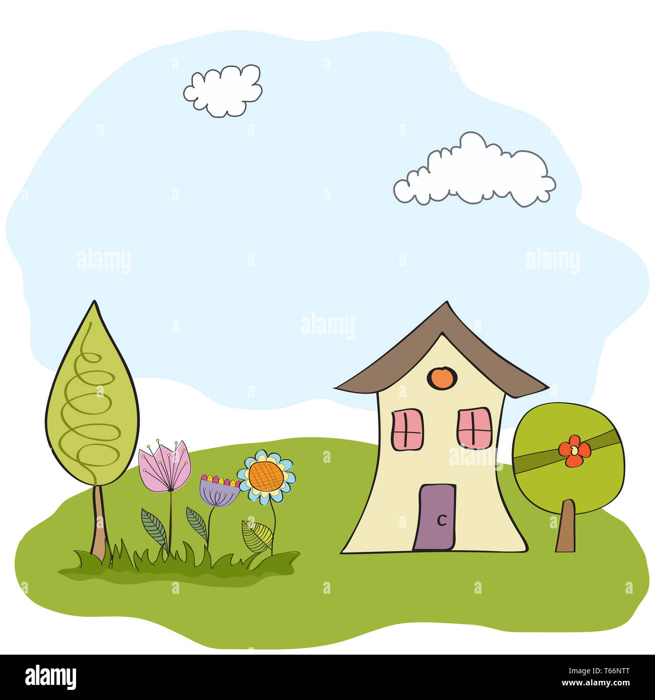 Animation Spring Whit Home Doodle spring house flower hi-res stock photography and images - Alamy