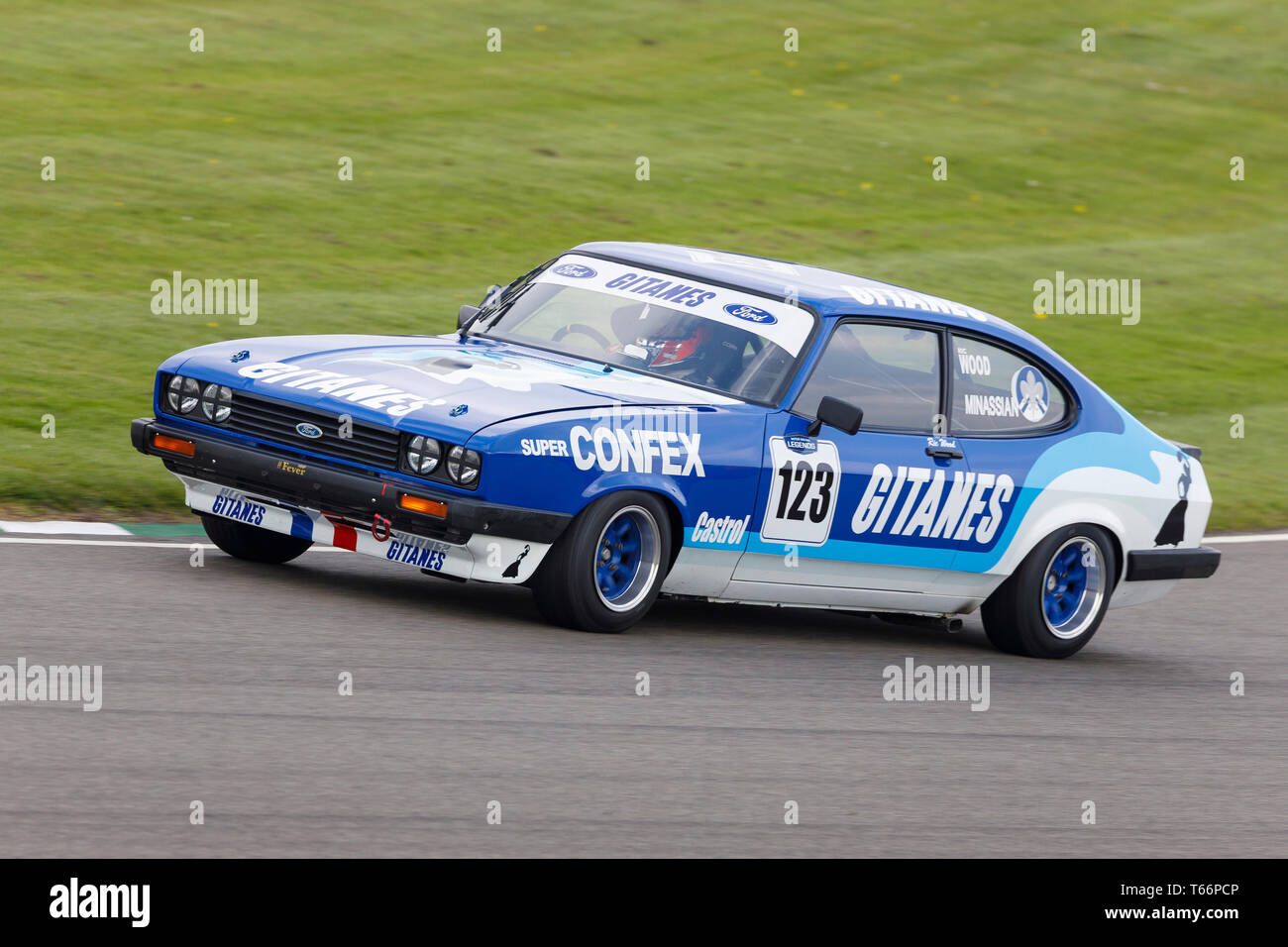 1978 Ford Capri III 3.0s with driver Ric Wood during the Gerry Marshall Trophy race at the 77th Goodwood GRRC Members Meeting, Sussex, UK. Stock Photo