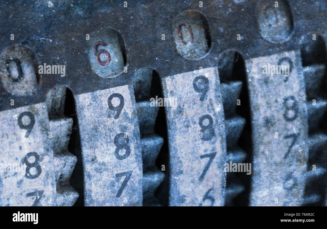 Vintage manual adding machine isolated on white, selective focus - 600 ...