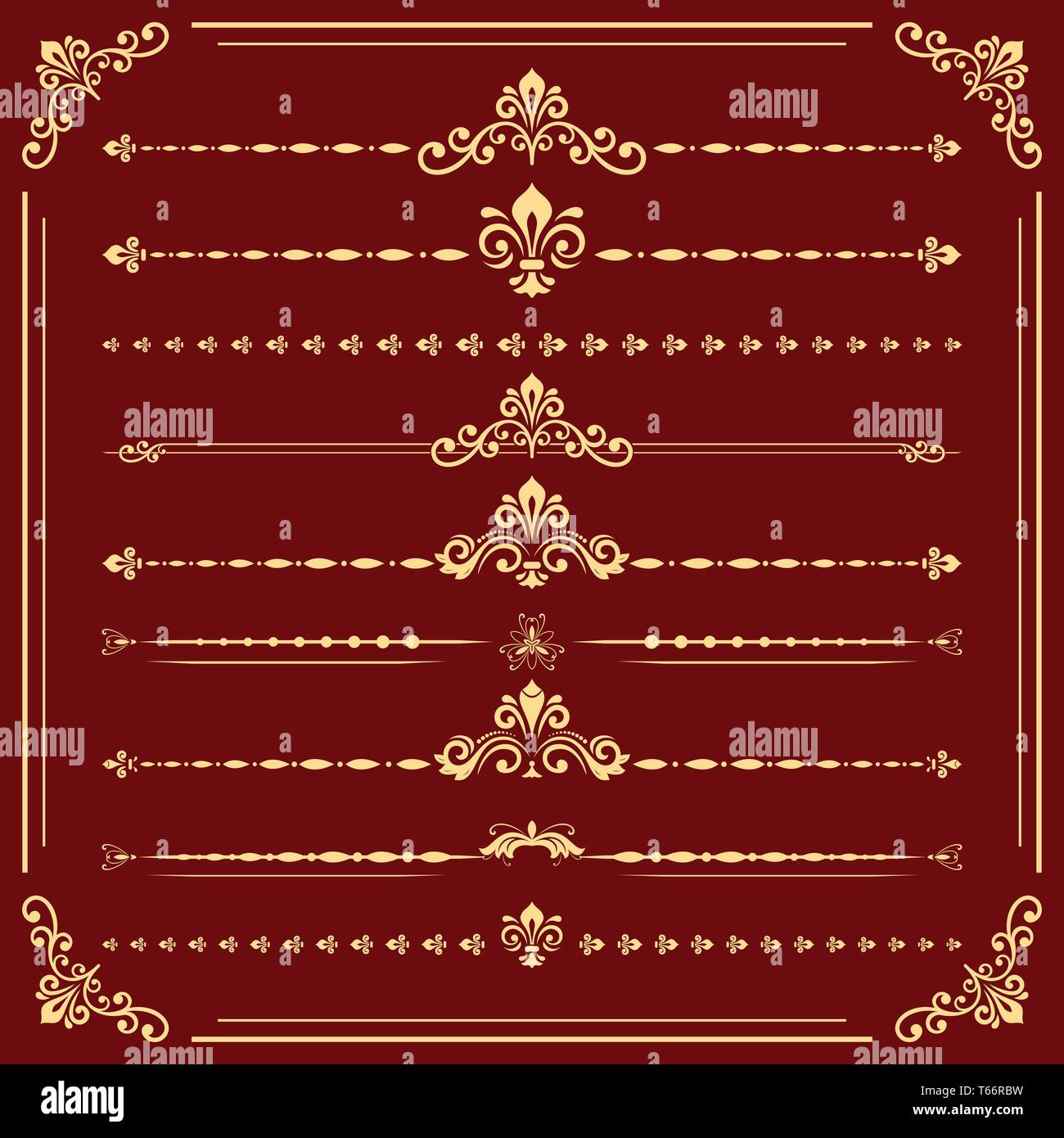 Vintage Set of Vector Horizontal Elements Stock Vector