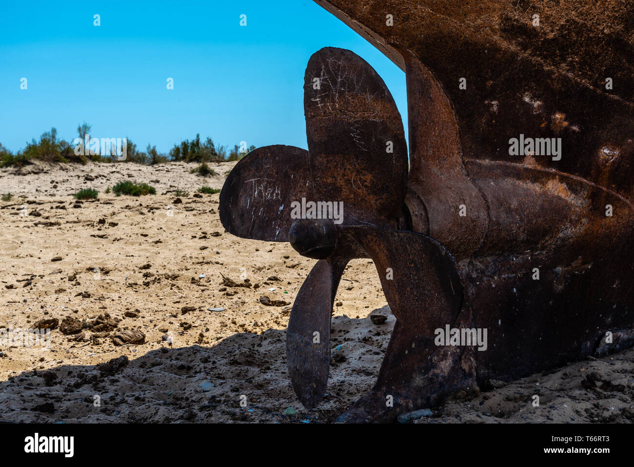 Aral Sea Shipwrecks Stock Photo