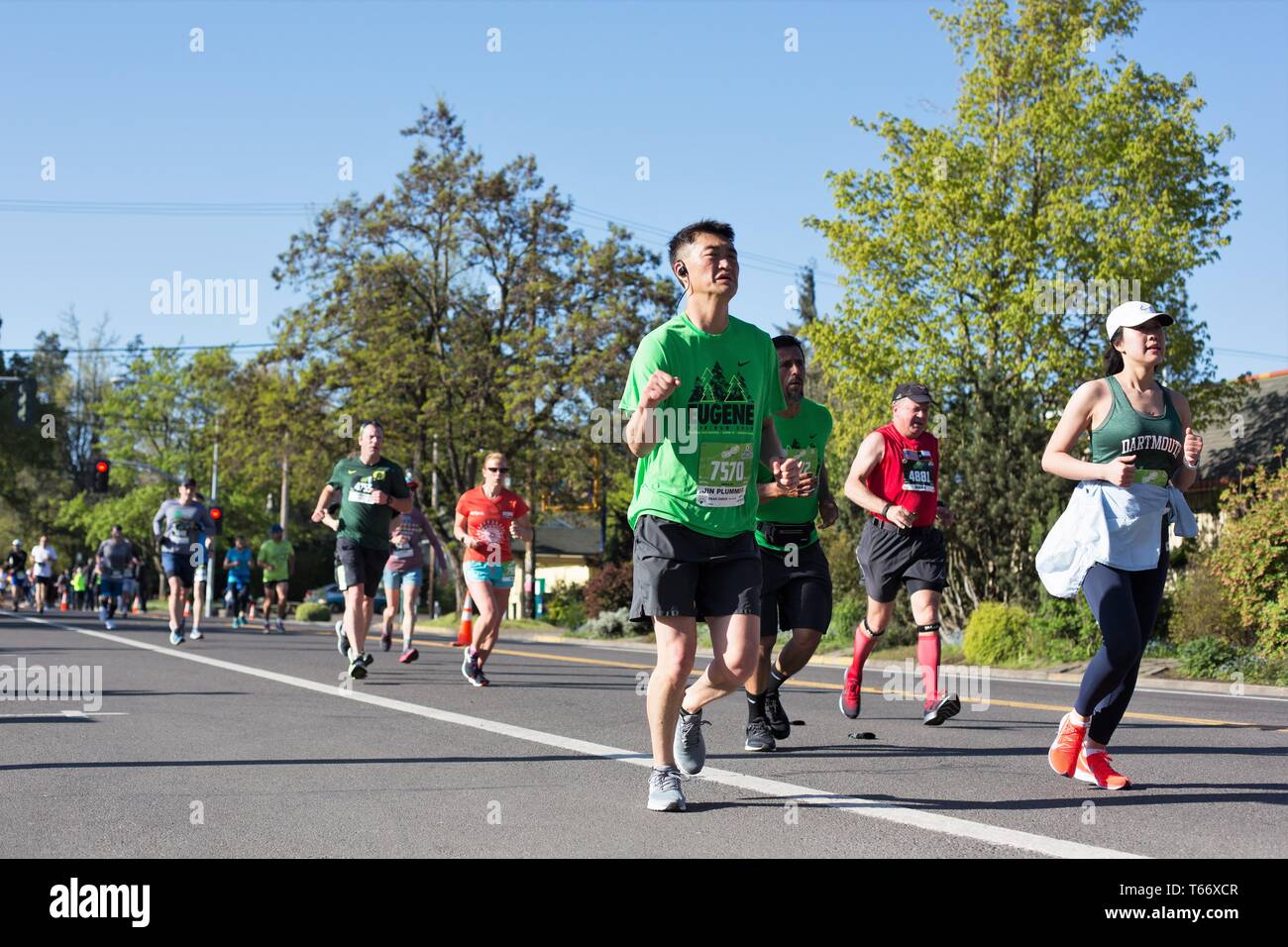 Participants running in the 2019 Eugene Marathon in Eugene, Oregon, USA Stock Photo Alamy