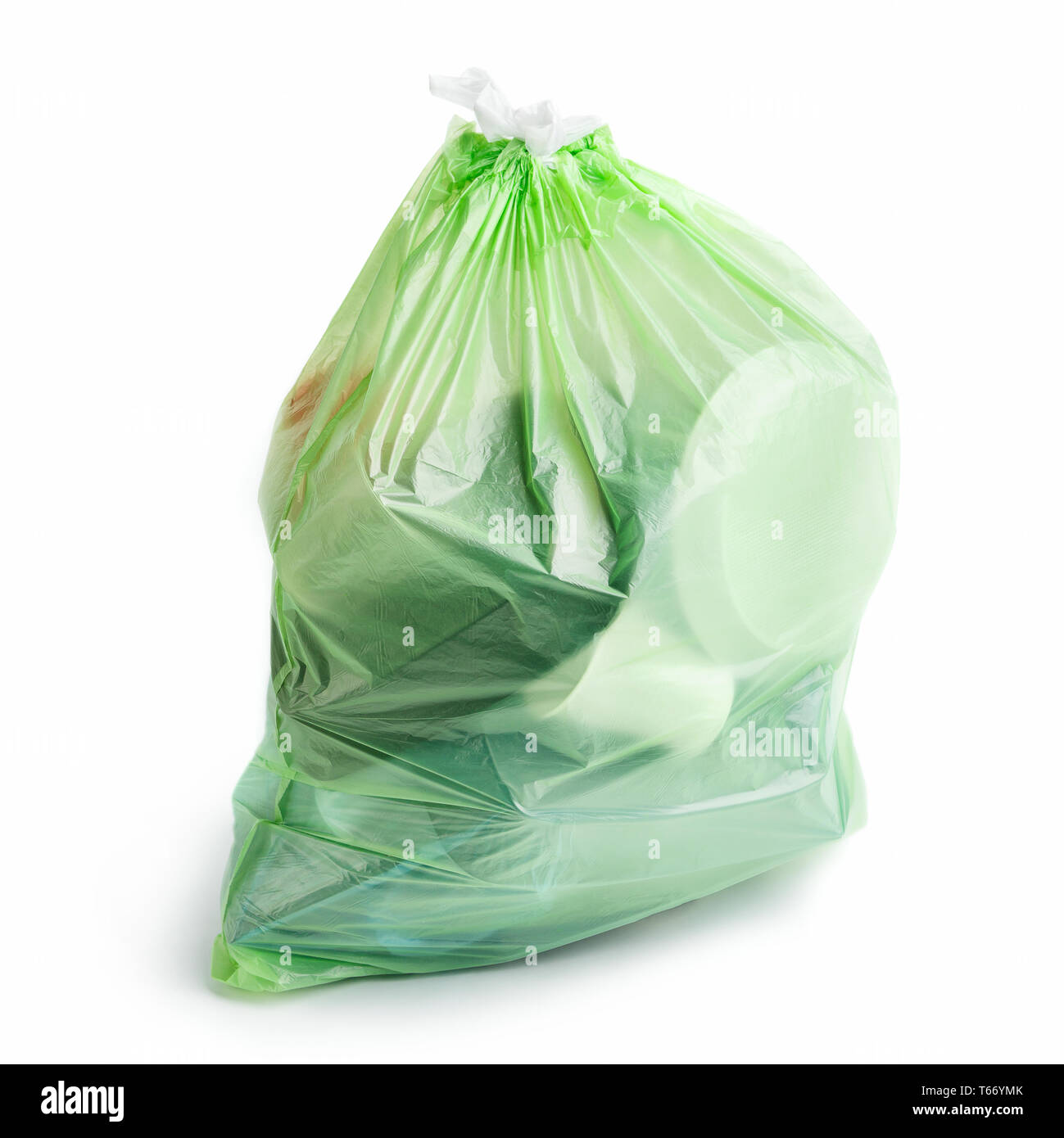 Plastic garbage bag with trash on white background, isolated Stock ...