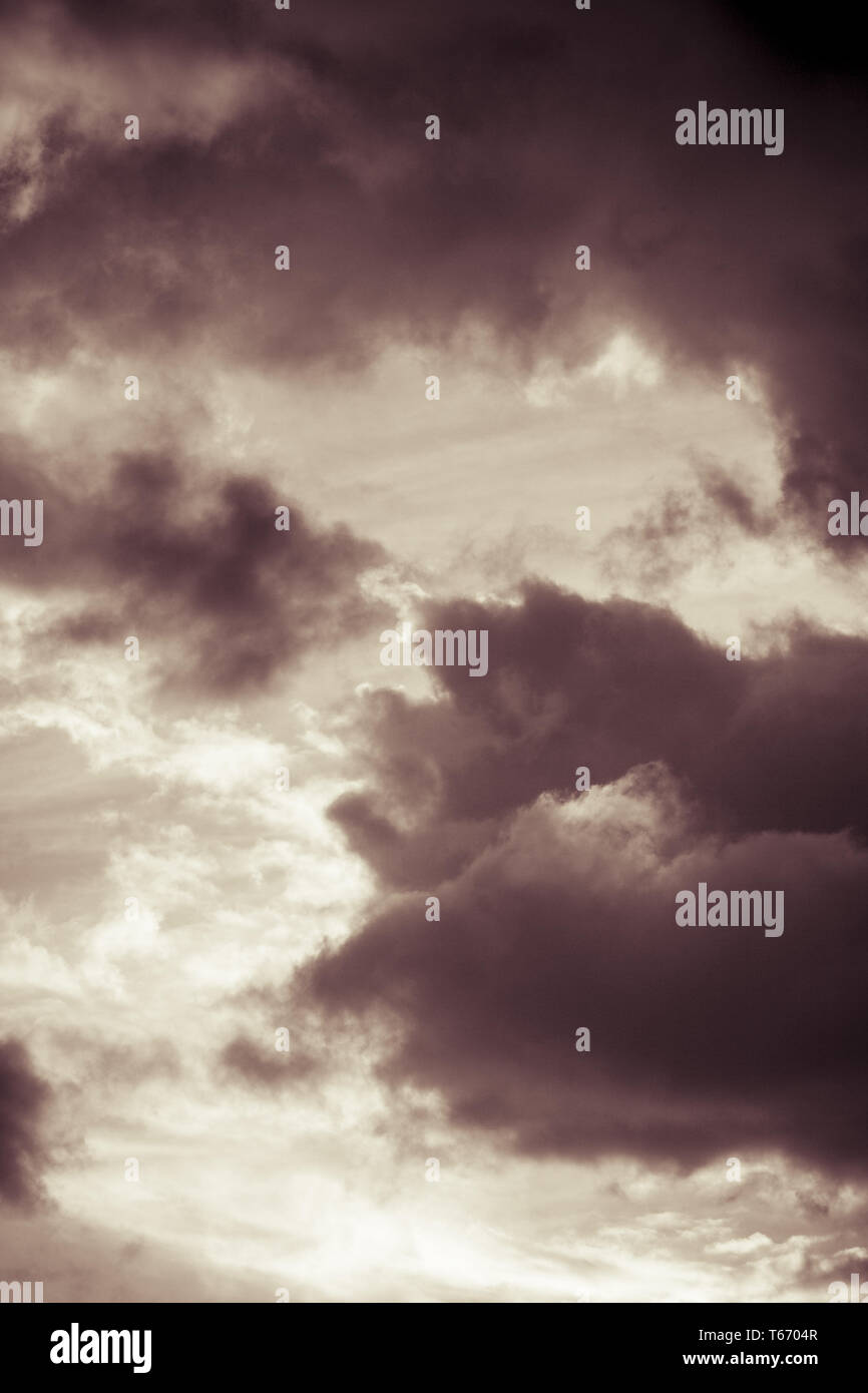 Dramatic Clouds On A Stormy Day Vintage Color Filter Stock