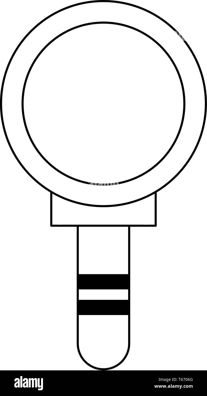 Magnifying glass symbol cartoon isolated in black and white Stock ...
