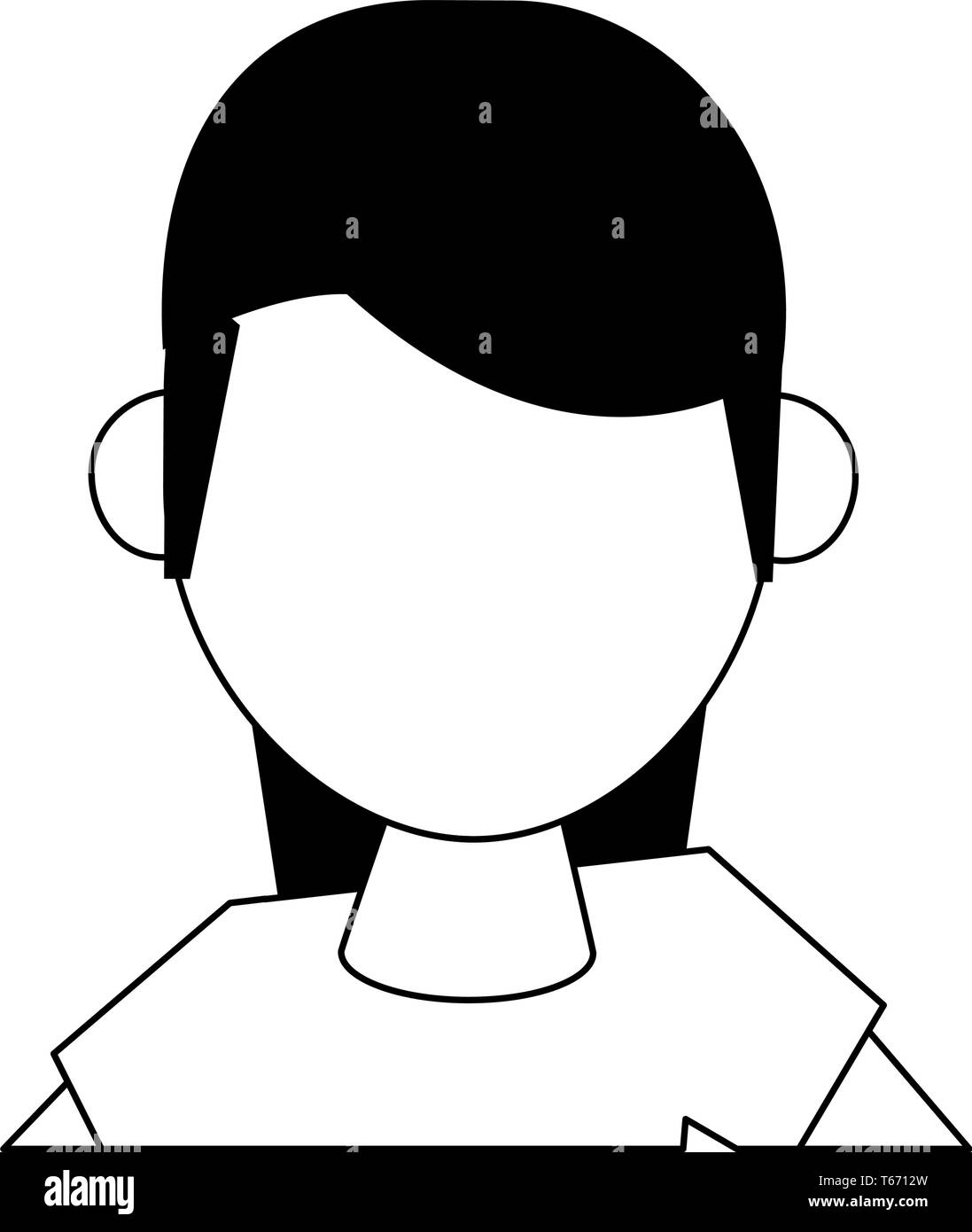 woman avatar cartoon character portrait in black and white Stock Vector ...