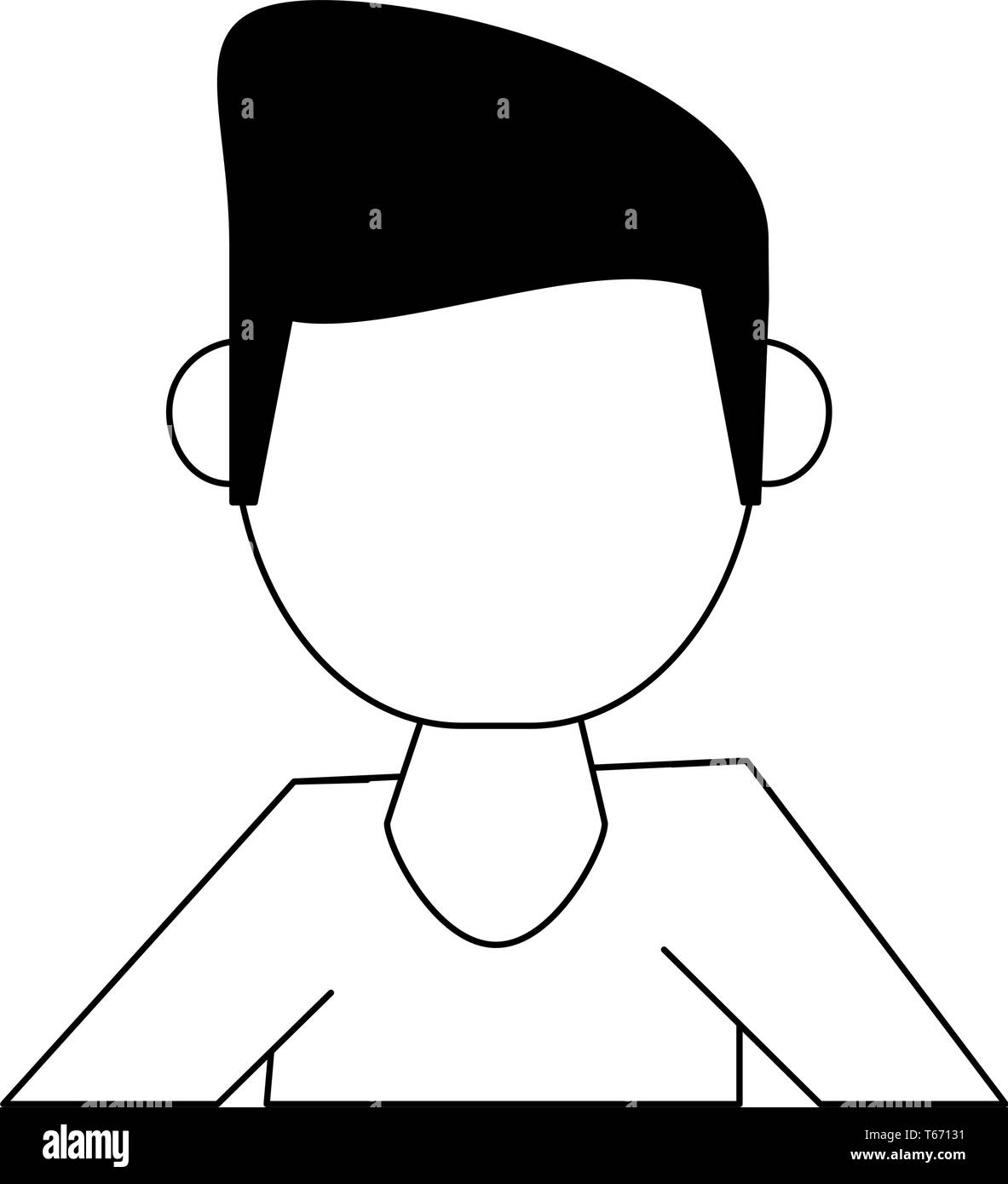 man avatar cartoon character portrait in black and white Stock Vector ...