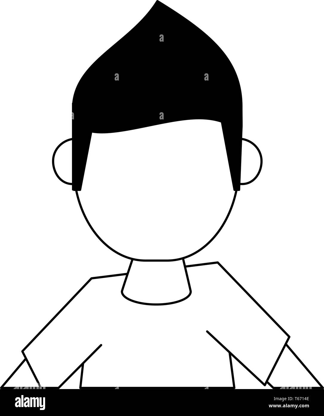 man avatar cartoon character portrait in black and white Stock Vector ...