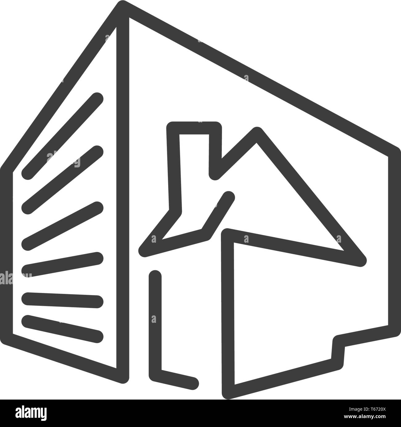 Urban and city element icon - building house in trendy simple line art ...