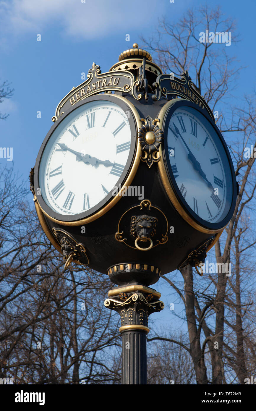 Attractive clock, Bucharest, Romania Stock Photo Alamy