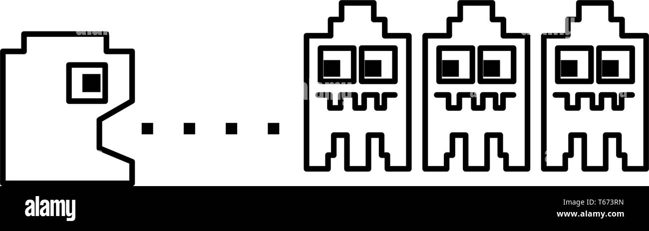 arcade game character in black and white Stock Vector Image & Art - Alamy