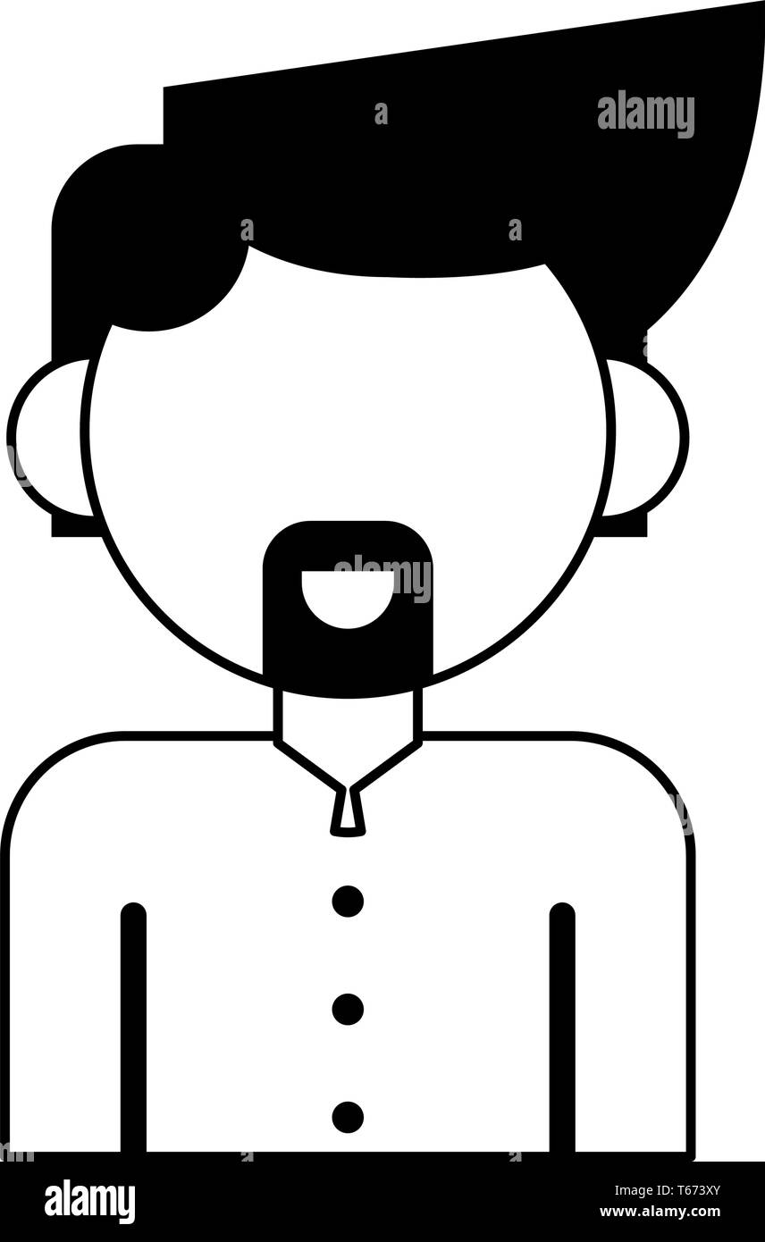 man avatar cartoon character portrait in black and white Stock Vector ...