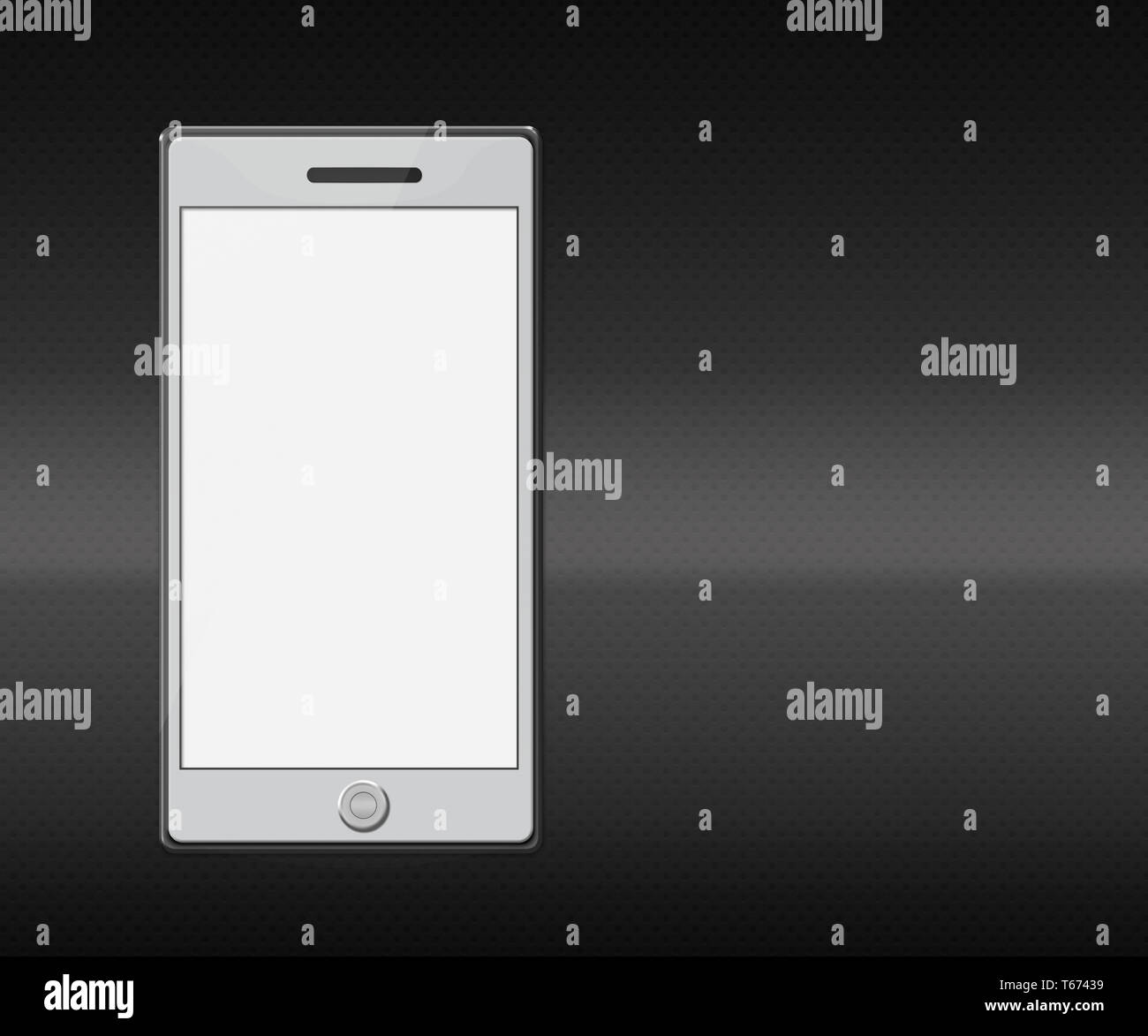 Mobile Smart Phone with Blank Screen on Carbon Background Stock Photo