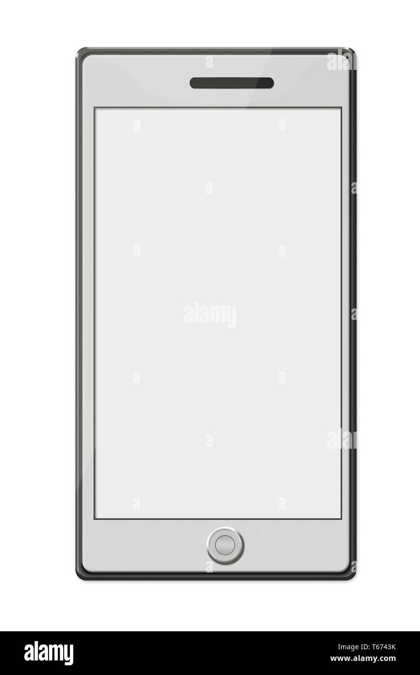 Mobile Smart Phone with Blank Screen Isolated on White Background Stock ...