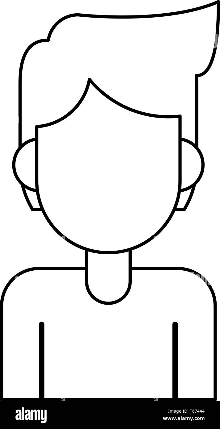 man avatar cartoon character portrait in black and white Stock Vector ...