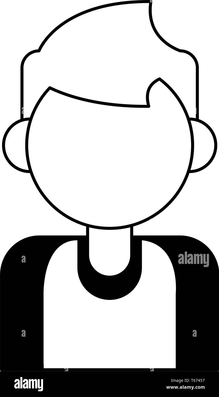 man avatar cartoon character portrait in black and white Stock Vector ...