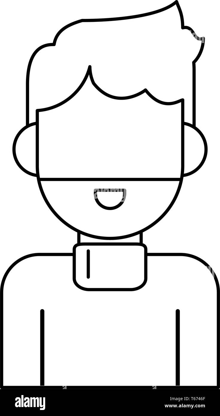 man avatar cartoon character portrait in black and white Stock Vector ...