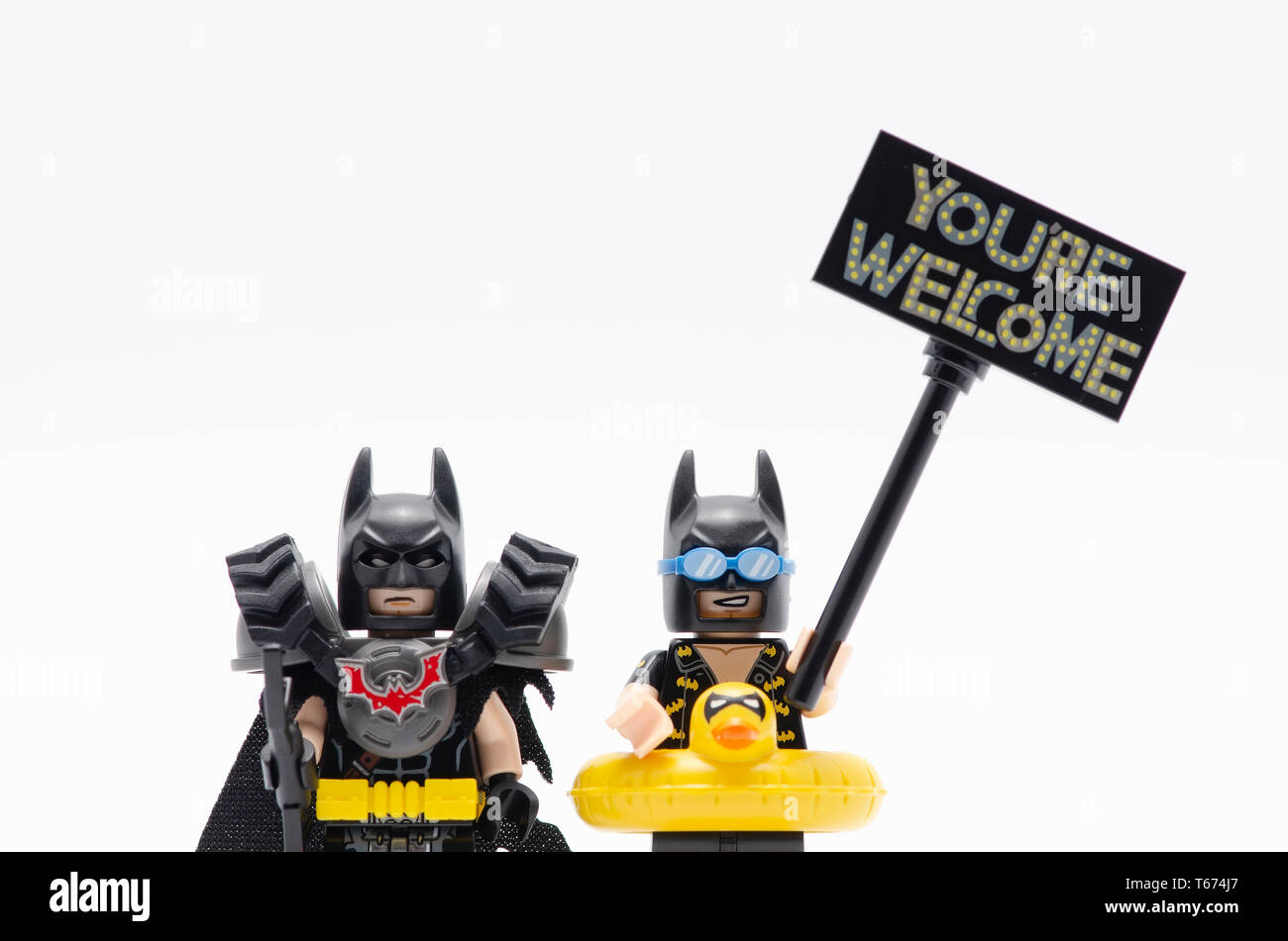 lego of various batman minifigures. Lego minifigures are manufactured by  The Lego Group Stock Photo - Alamy