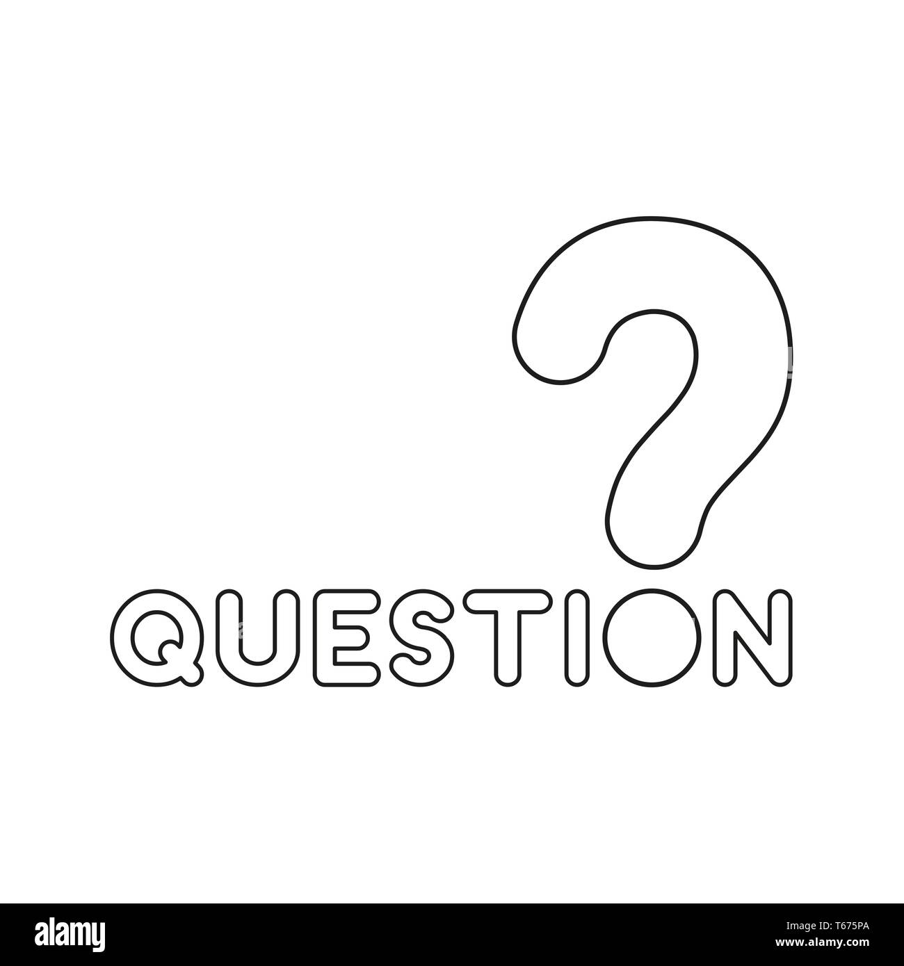 Vector icon concept of question word text with question mark. Black ...