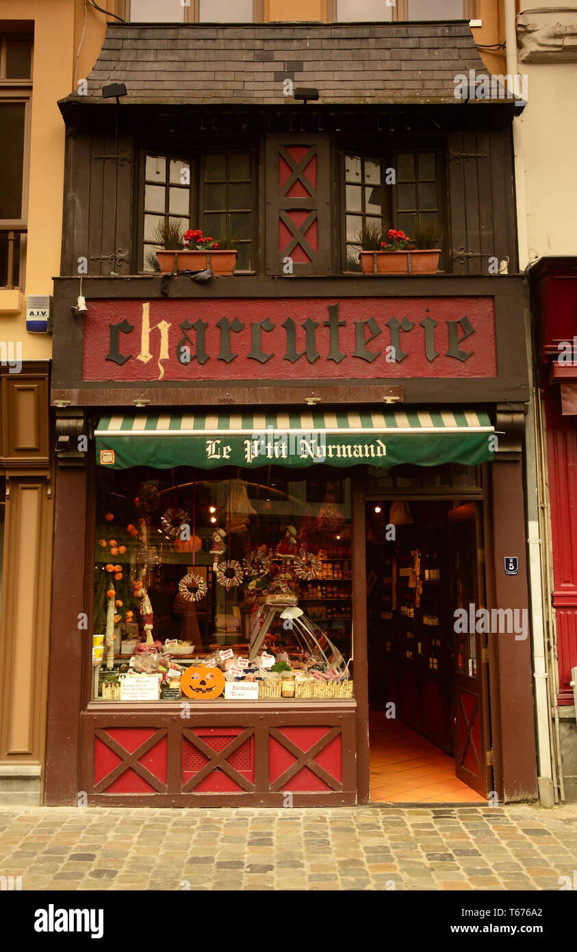 Old Style Charcuterie Shop, Brussels, Belgium Stock Photo
