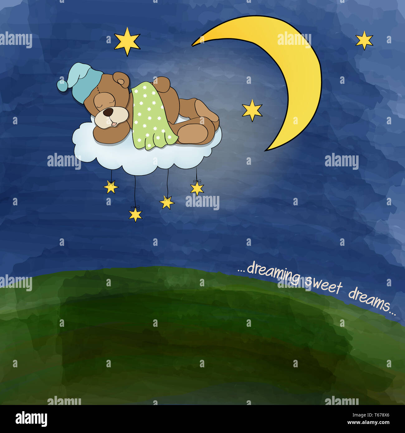 baby teddy bear sleeping on cloud Stock Photo - Alamy