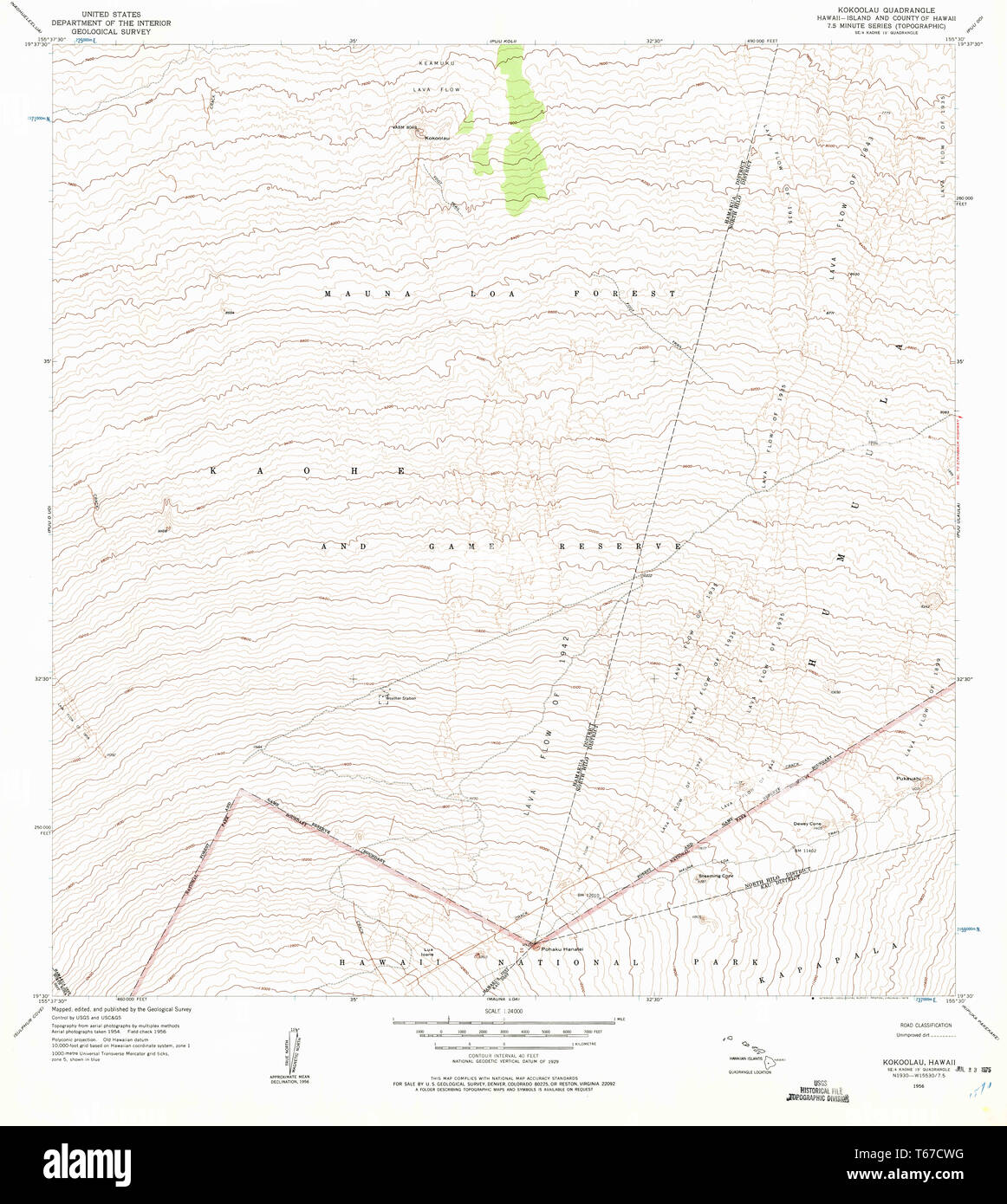 USGS TOPO Map Hawaii HI Kokoolau 349492 1956 24000 Restoration Stock