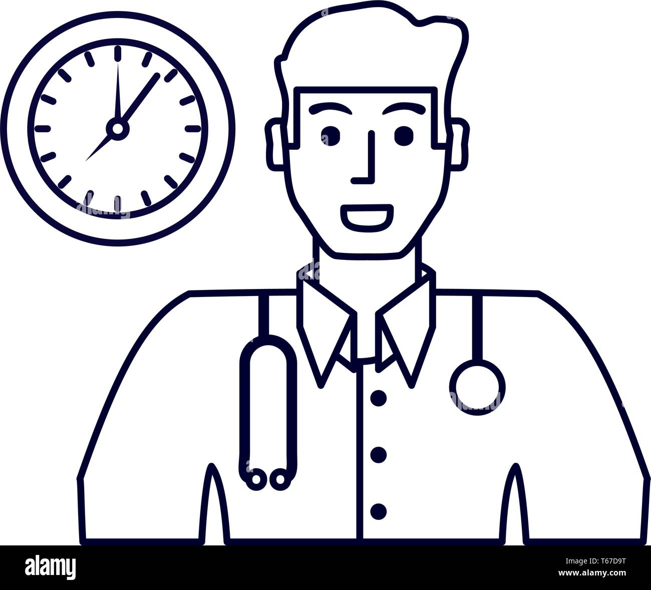 doctor professional with clock time vector illustration design Stock ...