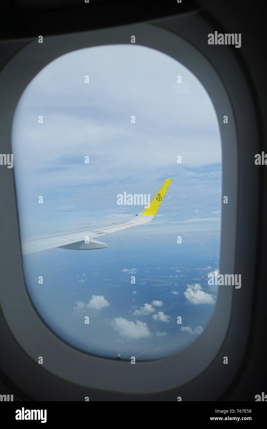 Royal Brunei Airlines logo on airplane's wing Stock Photo