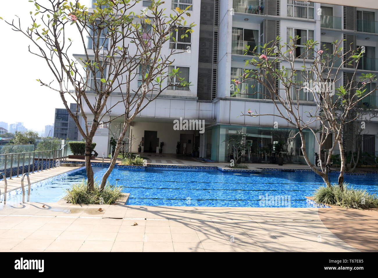 Modern high rise apartment condominium with swimming pool in Kuala Lumpur Malaysia Stock Photo