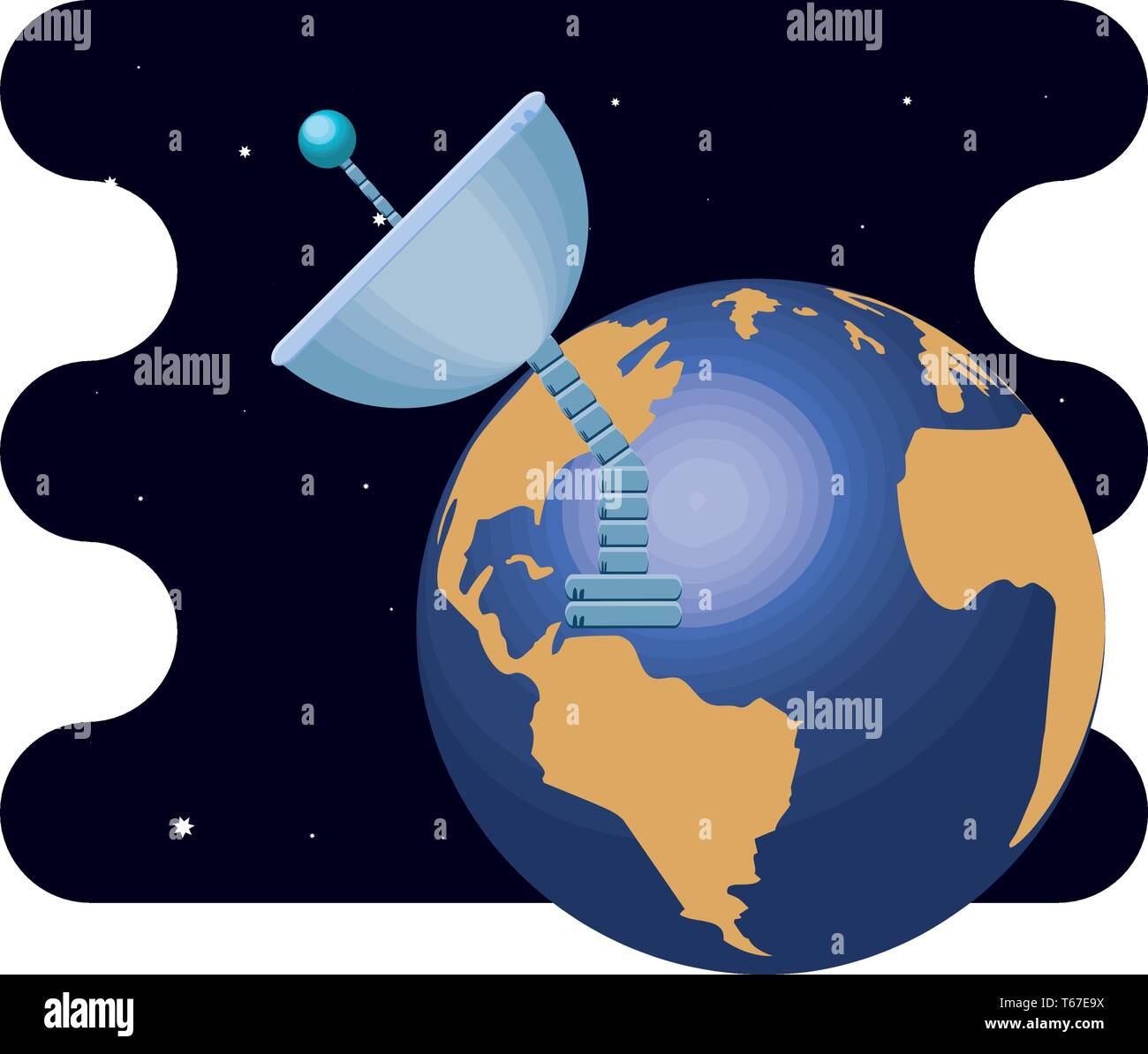 earth planet with satellite scene space vector illustration design Stock Vector