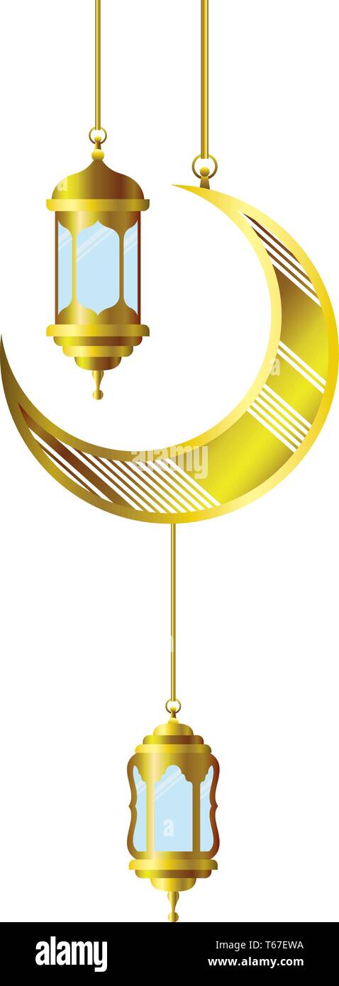 ramadan kareem lantern and moon hanging Stock Vector Image & Art - Alamy