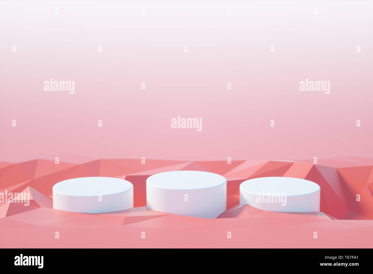 Podium on a geometric background with bokeh effect Stock Photo