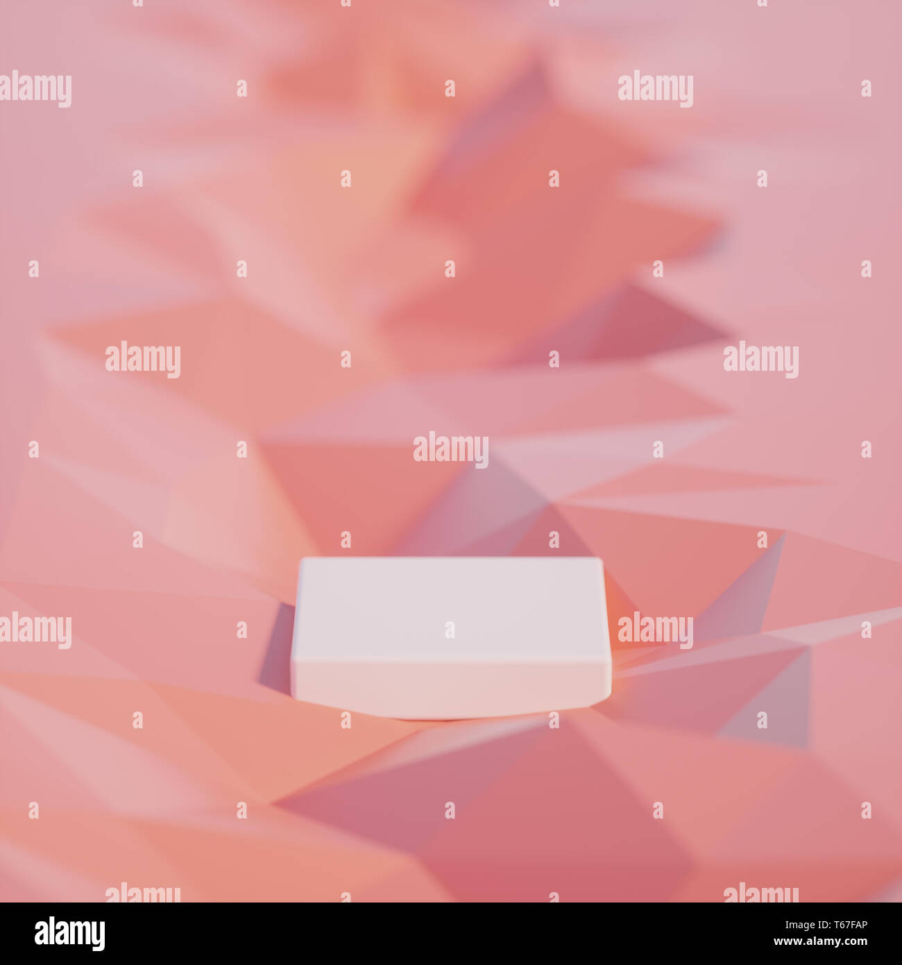 Podium on a geometric background with bokeh effect Stock Photo
