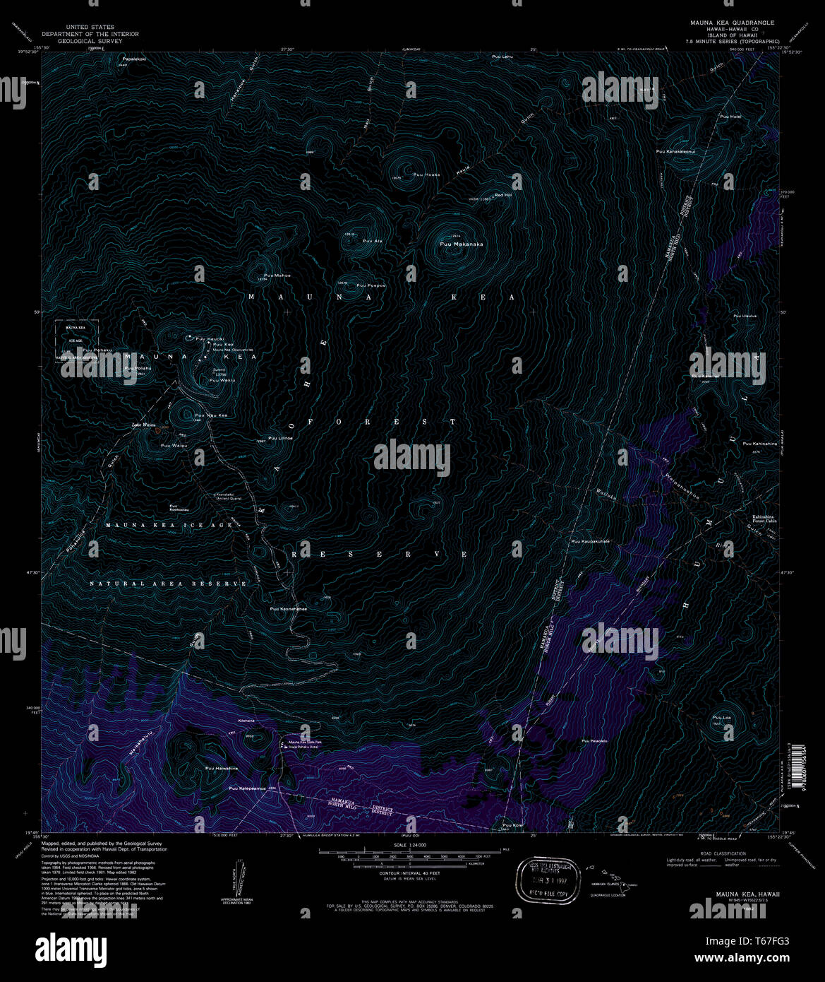 USGS TOPO Map Hawaii HI Mauna Kea 349576 1982 24000 Inverted ...