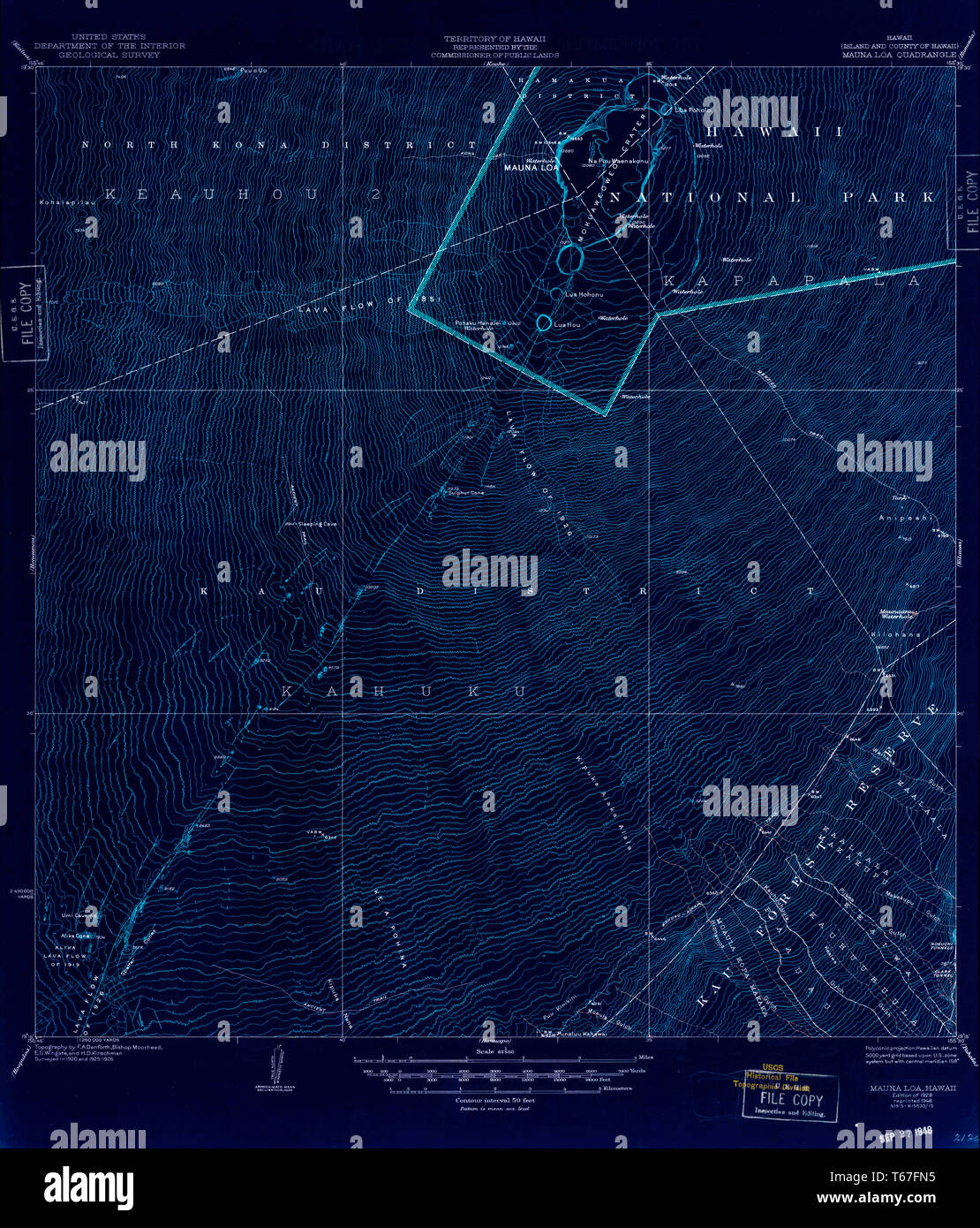 USGS TOPO Map Hawaii HI Mauna Loa 349891 1928 62500 Inverted