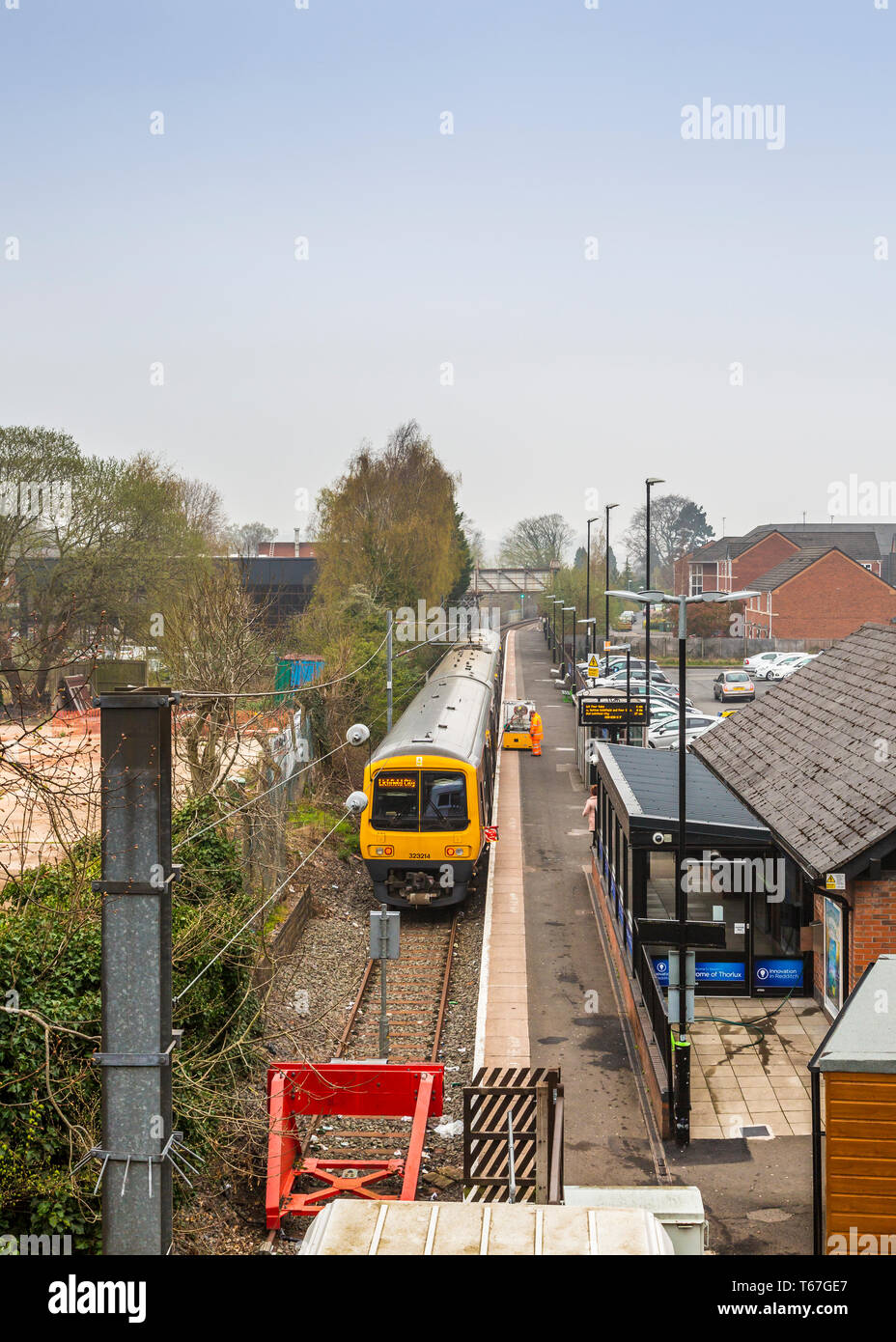 Looking down to Redditch Railway Station, Worcestershire, England. Stock Photo