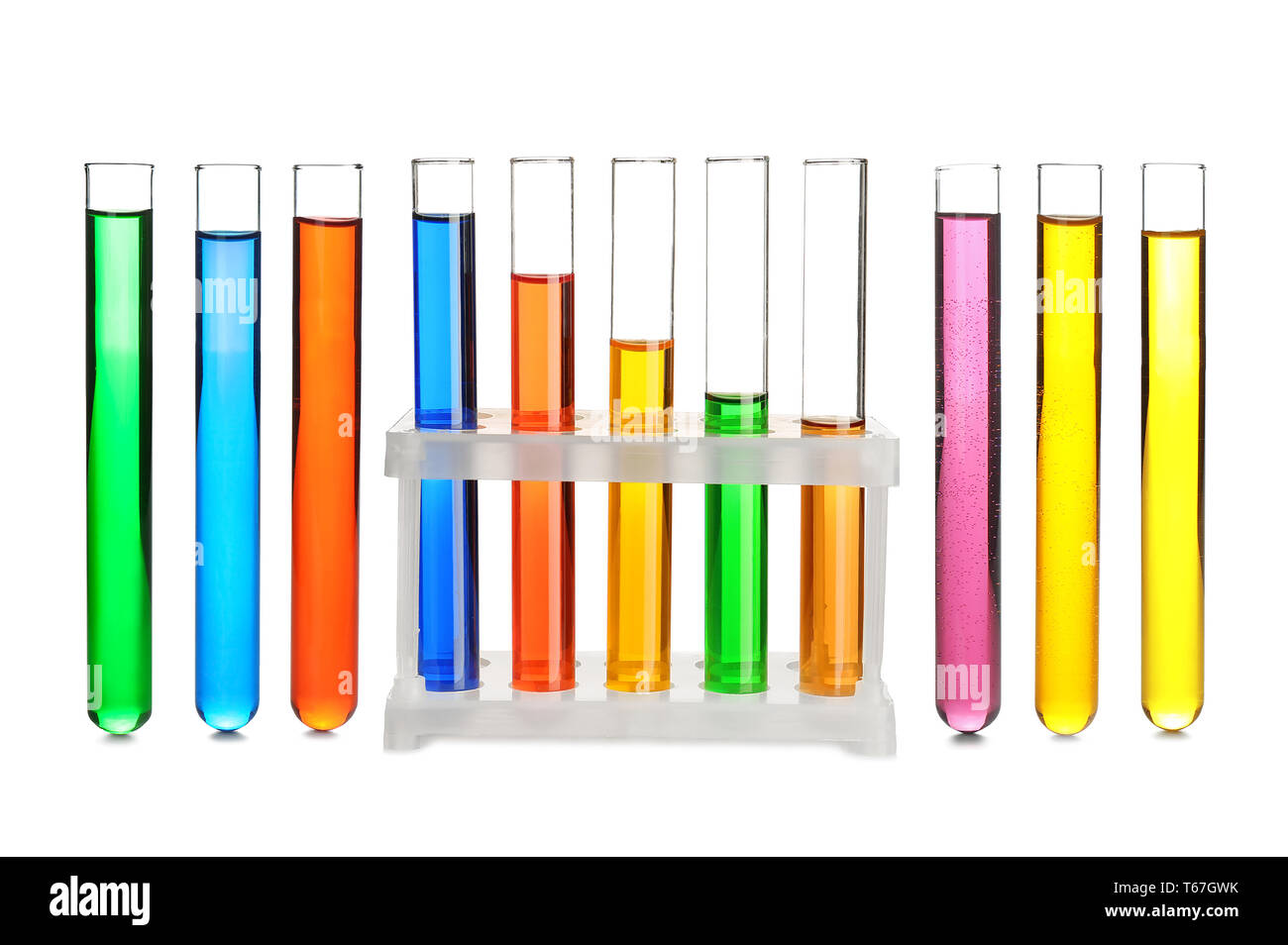 Laboratory test tubes with color samples on white background Stock Photo Alamy