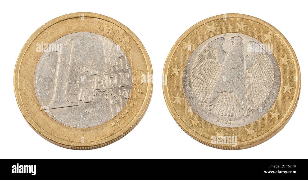 Front and Back of One Euro Coin Stock Photo