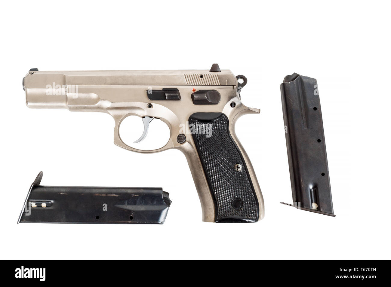 Semi-automatic gun isolated on white background Stock Photo - Alamy