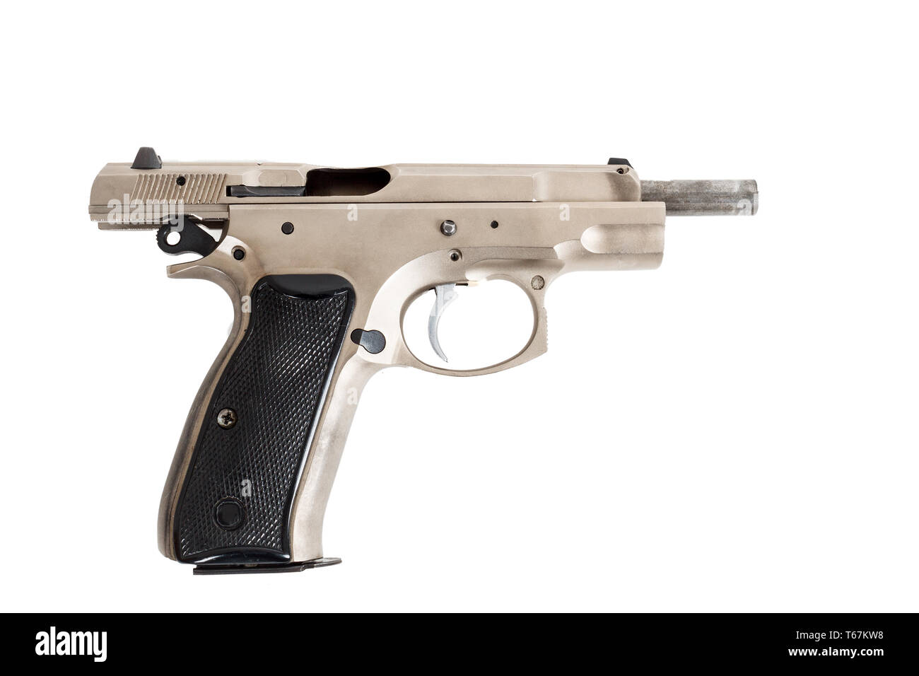 Semi-automatic gun isolated on white background Stock Photo - Alamy